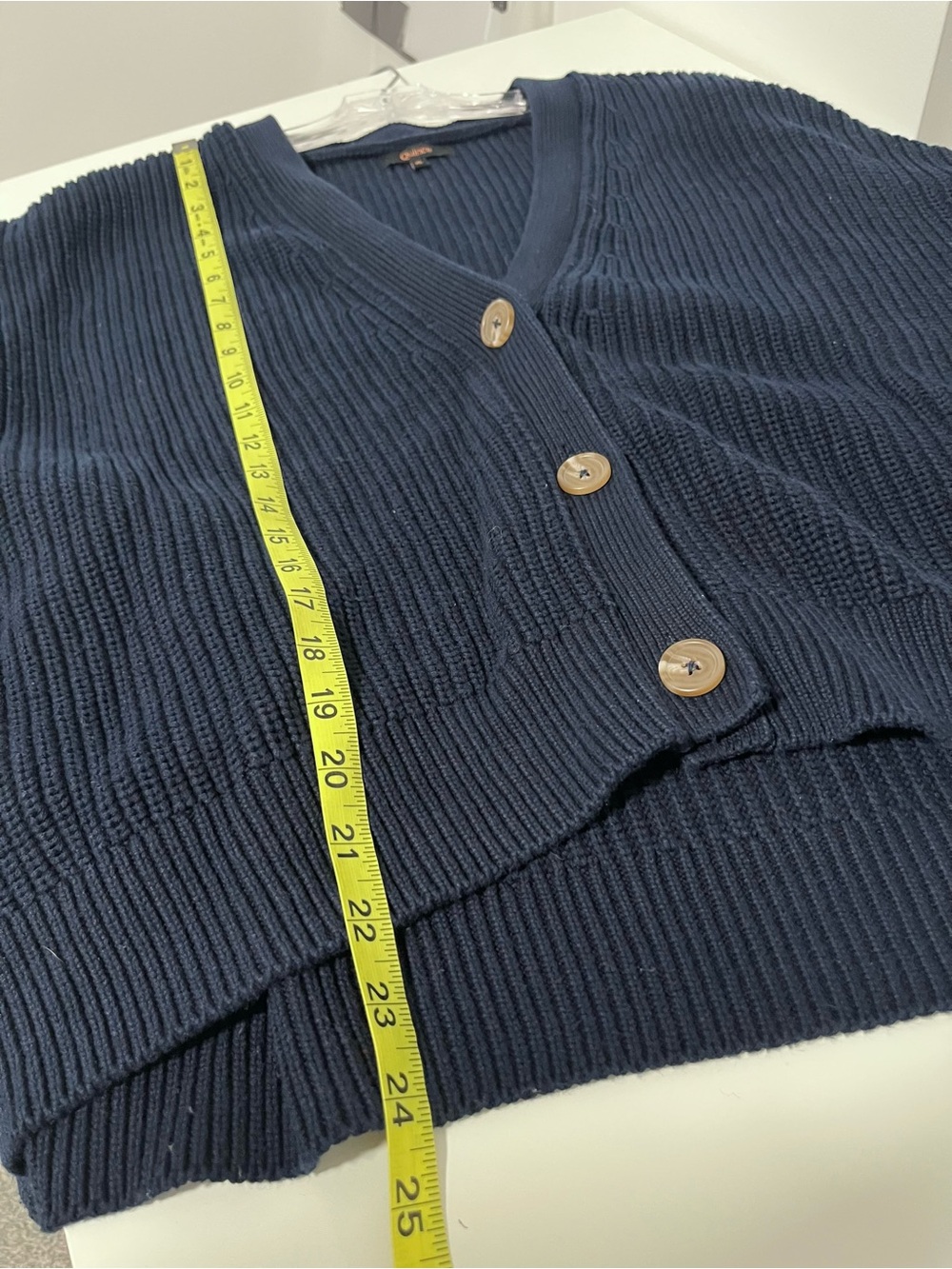 Quince Organic Cotton Fisherman Cropped Boxy Cardigan Sweater Chunky Blue XL - Picture 9 of 9
